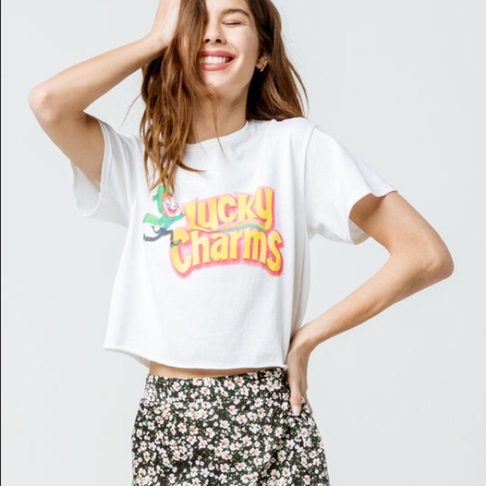 Lucky Charms White Cropped Tee